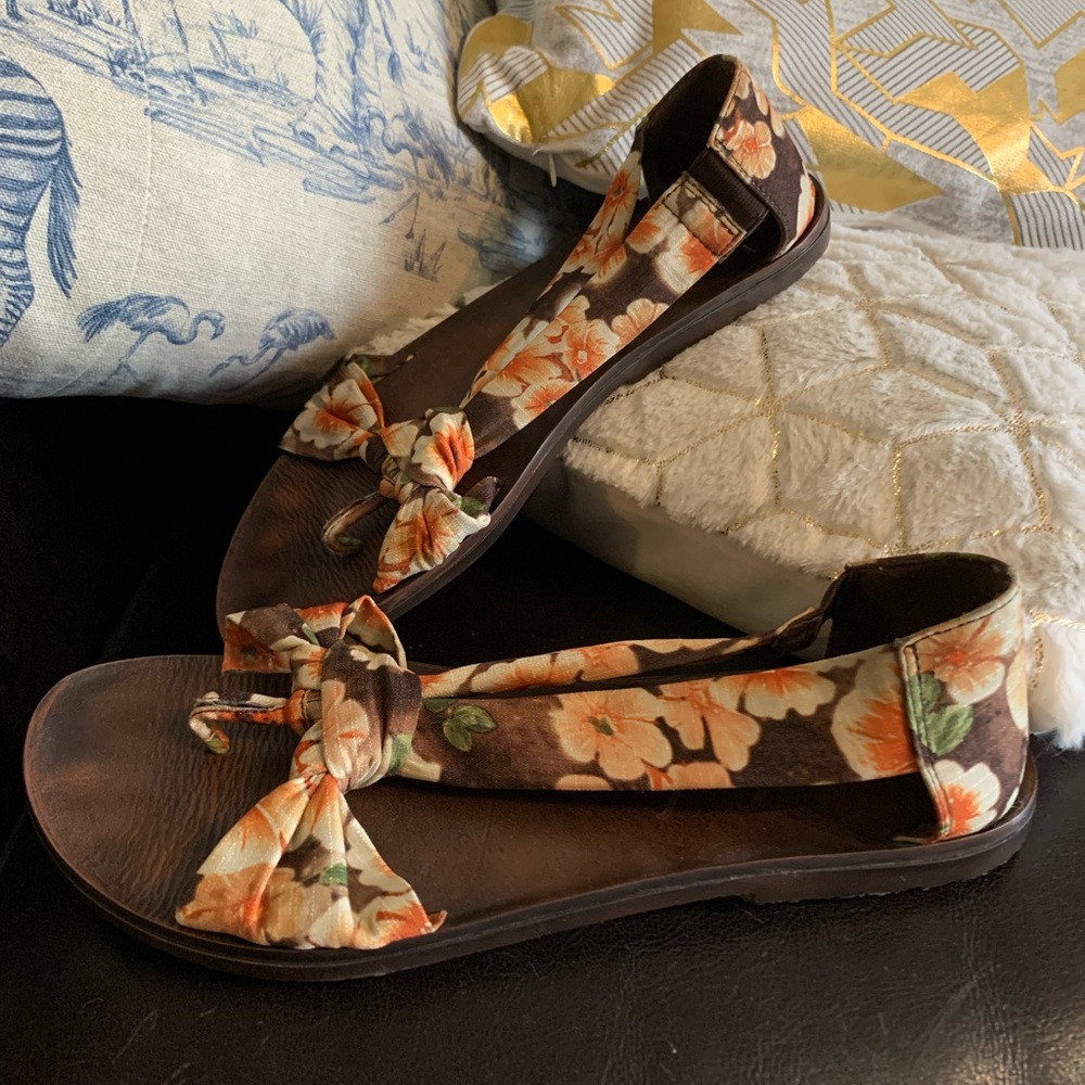 Blowfish- Orange Tropical Print Flat Sandal